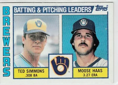 1984 Topps #726 Milwaukee Brewers TL/Ted Simmons/Moose Haas • $1.49