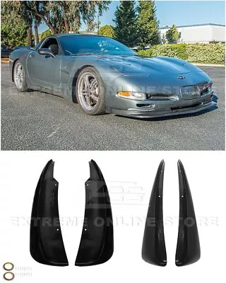 Eos Glossy Black Gm Xl Extended Front Rear Mud Flaps Guards For Corvette 97-04 • $189.98