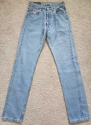 TEAR* Vintage Levi's 501 0193 Women Light Blue Jeans 26x32 USA Button Fly *READ* • $24.99