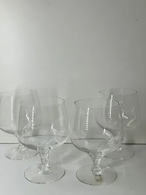 Set Of 4 Dartington England Wide Bowl Short Stemmed Clear Glass Wine Glasses • £34.99