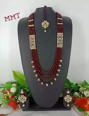 Indian Bollywood Jewelry Earrings Ethnic Kundan Necklace Bridal Gold Plated Set • $24.99