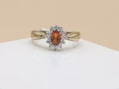 9ct Gold Fire Opal & Diamond Cluster Ring - UK Size O • £549.99