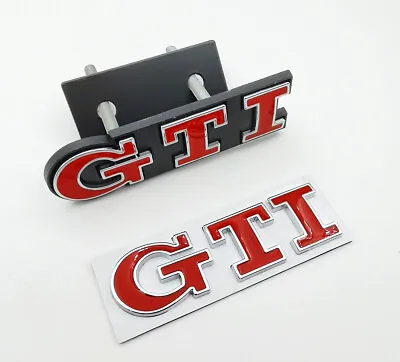 $24.99 • Buy Red GTI Metal Front Grille Badge+ Liftgate Emblem Kit For VW Golf Polo Mk5 Mk6
