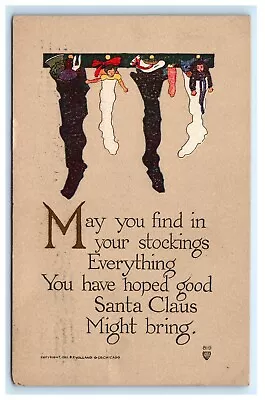 Volland 819 Christmas Postcard Arts & Crafts Stockings Toys 1914 F10 • $12.59