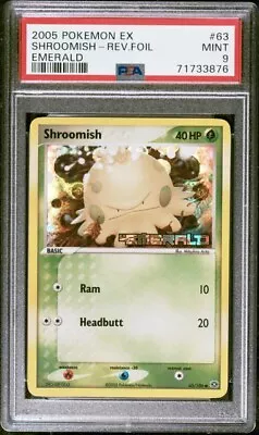 $0.99 • Buy 2005 Pokemon Ex Emerald 63 Shroomish Reverse Holo Psa 9 Mint