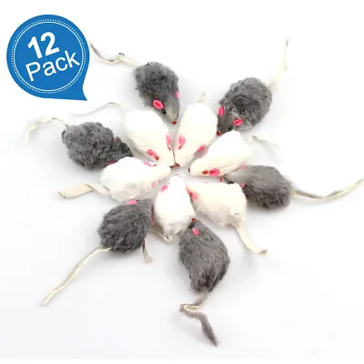 12 Packs Furry Mice  Made Of Real Rabbit Fur Cat Toy Mini Mouse • $12.34