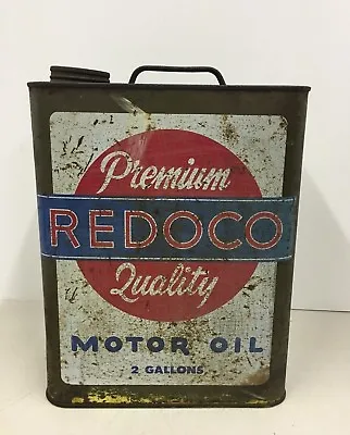 Rare Vintage Two Gallon Redoco Motor Oil Can Metal Container • $59.95