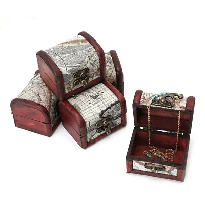 1Pc Vintage Map Storage Box Metal Locking Jewelry Cufflinks Chest For Cas • £6.49