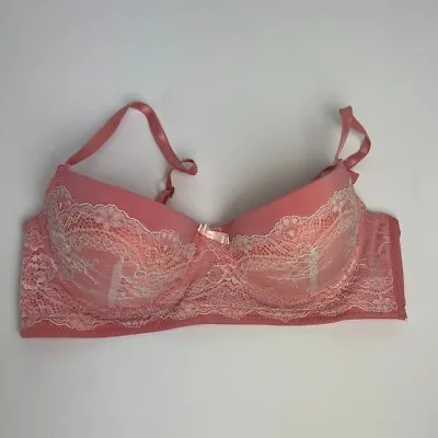 Marilyn Monroe Bra Size 36B Pink Lace Ribbon Bow Full Coverage Support • $8.99