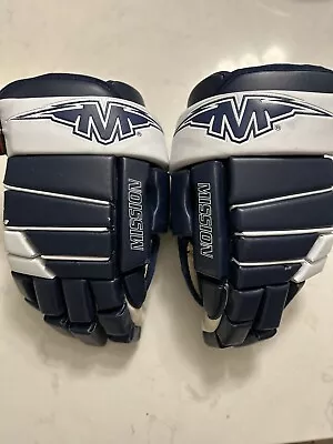 MISSION Leather Ice Hockey Player Gloves Size 14  Blue And White • $45