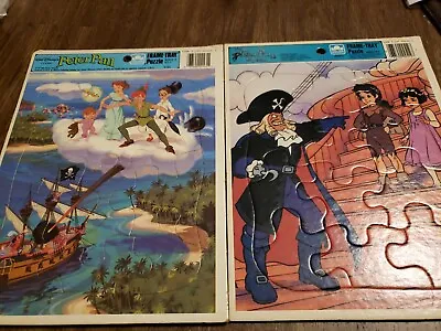 Disney Vintage 2X Golden Frame Tray Puzzle Peter Pan & Pirates • $13.99