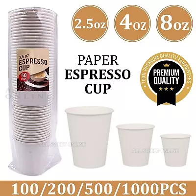 Small Disposable White Paper Espresso Coffee Cups Party 2.5oz 4oz 8oz 70ml BULK • $10.95