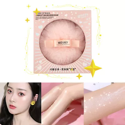 Highlighter With Cute Peach Shaped Plush Puff Body Face Highlighting Powder Puff • $16.55