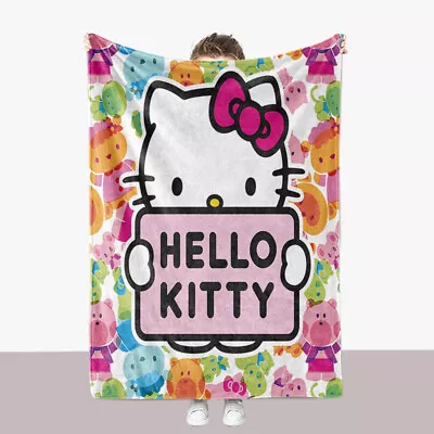 Hello Kitty Girls Blanket Soft Fuzzy Sherpa Fleece Blanket For Sofa Couch Bed • $61.64