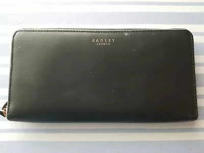 RADLEY Large Zip Around Continental Card Holder Logo Wallet 7'' X 4'' Black • £27.02