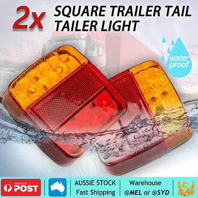 $16.75 • Buy 2x Square Led Stop Indicator Trailer Tail Lights Truck Caravan Lamp Number Light