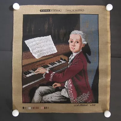 Vintage Tapex Vienna Needlepoint Canvas Mozart At Piano 14 X 16.75 Austria • $49.99