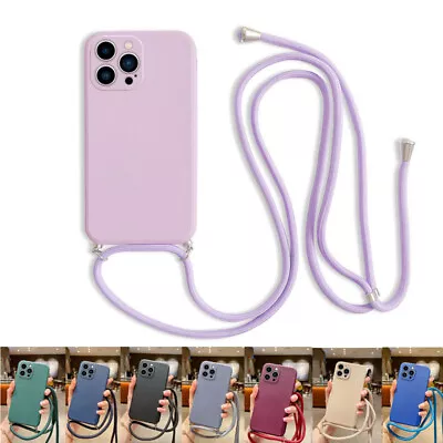 Case For IPhone 15 14 13 12 11 Pro Max 12 Mini Lanyard Chain Rope Silicone Cover • $6.20