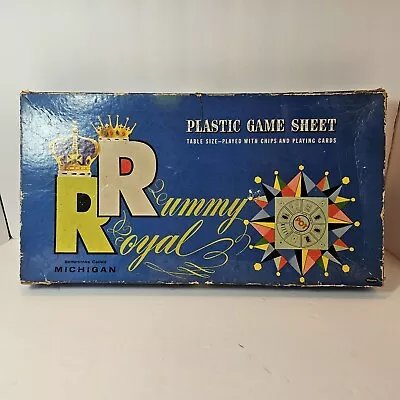 Vintage 1960s Whitman Rummy Royal Michigan Mat Game Sheet Blue Box 4713 • $15