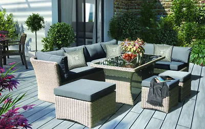 8 Seater Outdoor Rectangle Table Dining Corner Lounge Set Patio Furniture • $2290