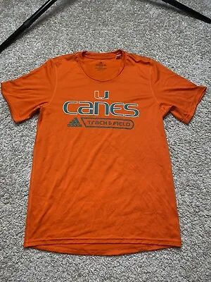 Miami Hurricanes Shirt Adult Small Orange Green UM Track & Field Adidas Mens • $14.88