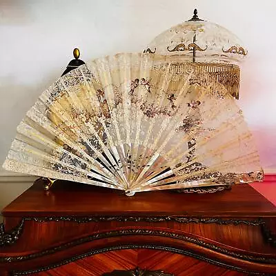Exquisite Antique Hand-painted Fan With Cherubs 19th Century By Faucon Paris  • $2105.99