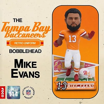 MIKE EVANS Tampa Bay Buccaneers CREAMSICLE Retro Jersey Bobblehead #/144 NIB! • $165