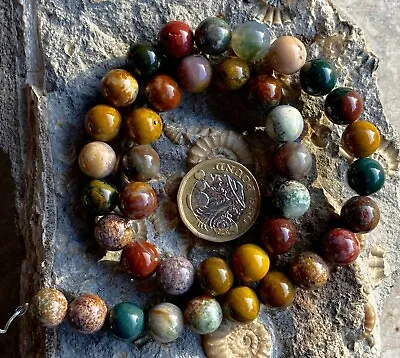 £9.25 • Buy Ocean Jasper - Semi Precious Gemstone Beads 10mm 40cm Strand - Jewellery Making