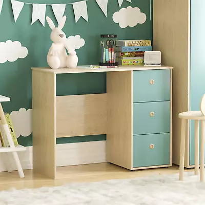 £59.99 • Buy Neptune Computer Desk 3 Drawer Dressing Table PC Home Workstation Blue & Oak