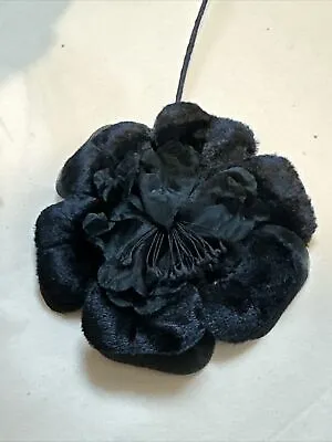 Vintage Antique Millinery Black Flower Velvet And Organza • $6