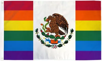 3x5FT Durable Mexican Pride Rainbow Flag Mexico Gay Parade Hispanic • $15.99