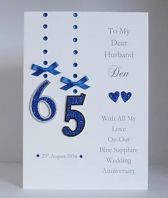 £13.99 • Buy 65th Blue Sapphire Wedding Anniversary Card With Or Without Box Personalised