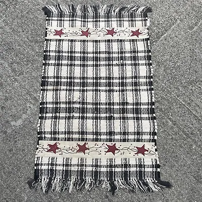 UNIQUE Pip Berry Barn Star Black White Houndstooth Plaid Rug 41 X 24 ❤️sj3j5 • $29