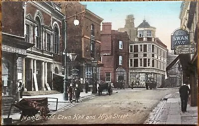 Maidenhead Town Hall & High Street C1905 Swan Inn Frith's 50833 Vintage Postcard • £2.99