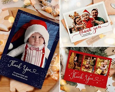 £44.95 • Buy Personalised Christmas Thank You Photo Cards + Envelopes  (H6)
