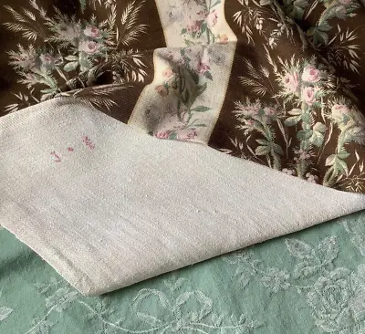 Antique Vintage French Fabrics Coordinated Bundle For Projects Floral Ticking • $89