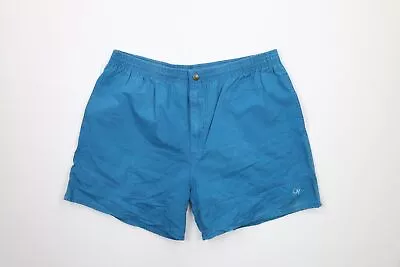 Vintage 90s Ocean Pacific OP Mens XL Faded Spell Out Above Knee Shorts Blue USA • $53.95