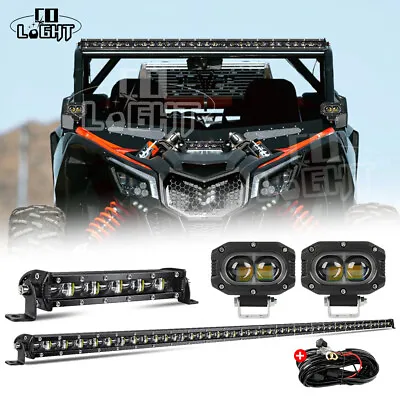 For Can-Am Maverick X3 Roof 6D 50  +7  LED Light Bar+4  Dual Color Pods Wire Kit • $130.89