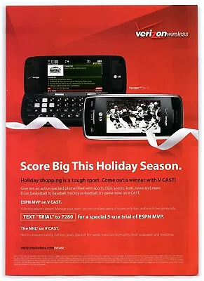 2008 Verizon Wireless Print Ad LG Voyager Phone Score Big Hockey Fantasy ESPN • $11.50