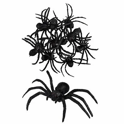 9 X PLASTIC SPIDERS Halloween Decorations Spooky Scary Horror Insects V09729 UK • £3.80