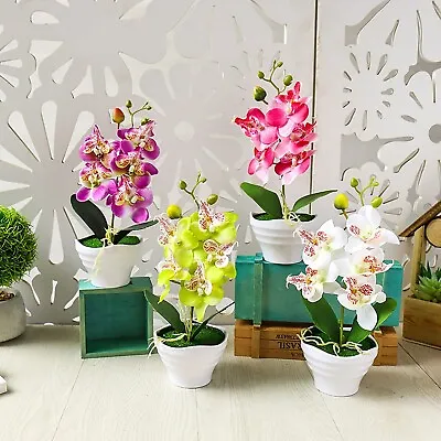 $26.71 • Buy Stunning Artificial Phalaenopsis Orchid Flowers In Pot For Table Decoration