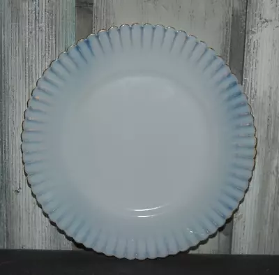 Macbeth Evans Petalware Opalescent Monax White W Gold Trim Glass Salad Plate • $7.99