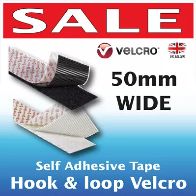 50mm Wide VELCRO® Genuine Brand PS14 Self Adhesive Hook & Loop Sticky Back Tape • £4.29