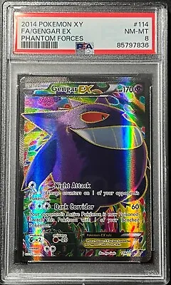 PSA8 Gengar EX Full Art Pokemon TCG Phantom Forces Ultra Rare 114/119 • $203