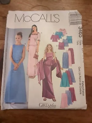 McCalls Sewing Pattern Girls  Skirt Bodice Wrap 3465 • £3