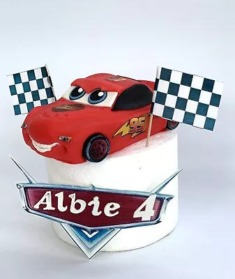 Unofficial Lighting McQueen Cars Handmade Edible Birthday Cake Topper(4 Pieces) • £40.99