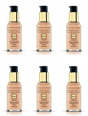 Max Factor FaceFinity 3 In 1 Foundation Primer & Concealer Porcelain 30 (6 Pk) • $52.99