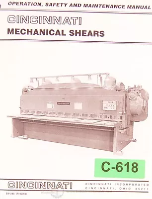 Cincinnati Mechanical Shears 10 Series - 43 100 1400 1800 1500 2500 Series Oper • $60