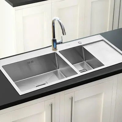 Large 1.5 Bowl Square Inset Stainless Steel Kitchen Sink With Right Hand Drainer • £139.95