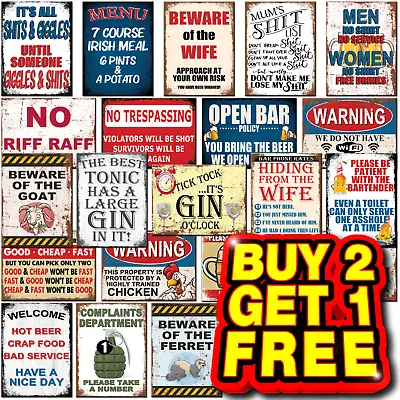 £3.95 • Buy Funny Metal Signs Retro Wall Plaque House Garage Shed Cave Joke Novelty Tin Sign